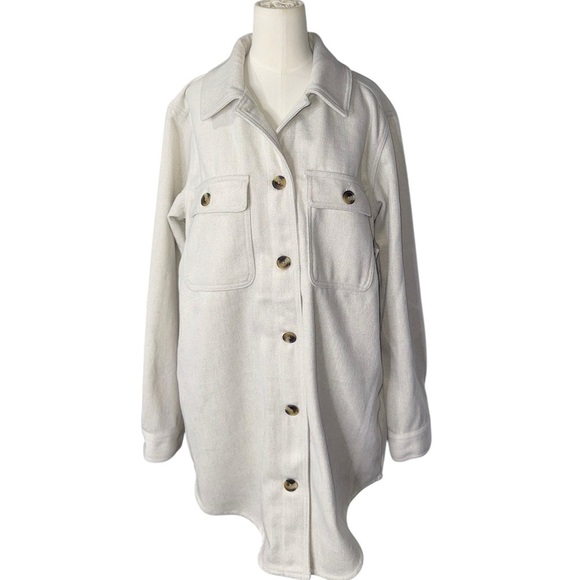 OLD NAVY - Soft-Brushed Utility Shacket for Women Size Medium - Tall - Oatmeal - Picture 8 of 11